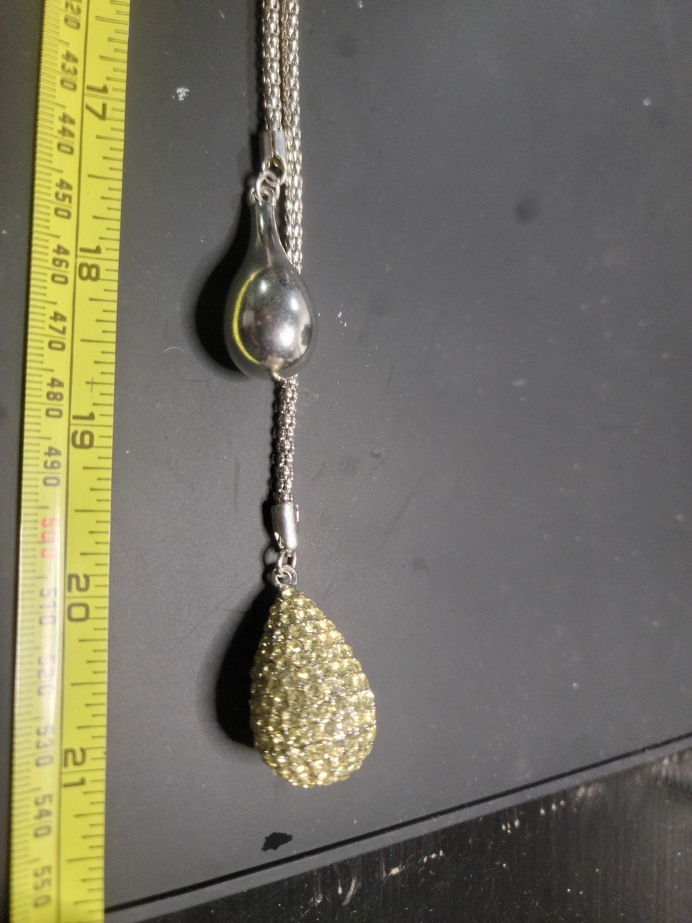 Elegant Two-Tone Teardrop Lariat Necklace - Gold and Silver - Picture 2 of 3